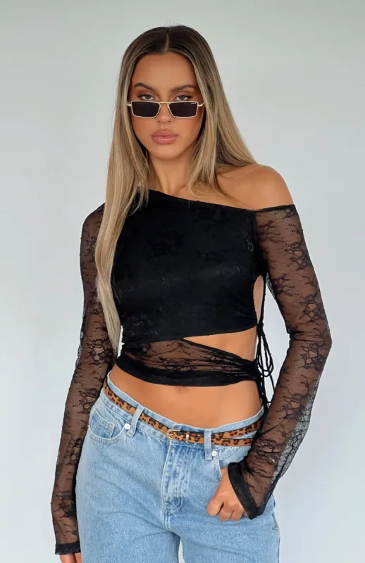 Best Believe Long Sleeve Top Black sold by White Fox Boutique