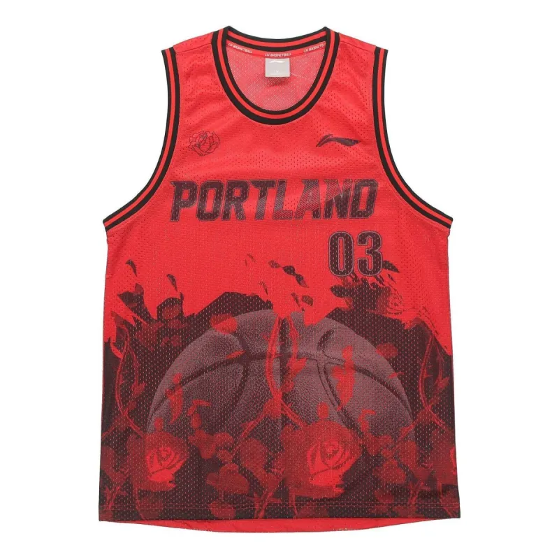 Li-Ning Portland Custom Basketball Jersey 'Red Grey' AAYQ089-3 sold by KicksCrew