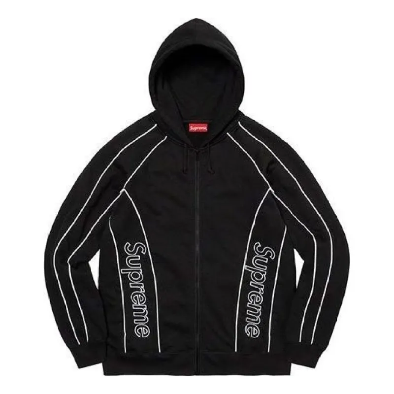 Supreme Track Paneled Zip Up Hooded Sweatshirt 'Black White' SUP-FW21-164 sold by KicksCrew