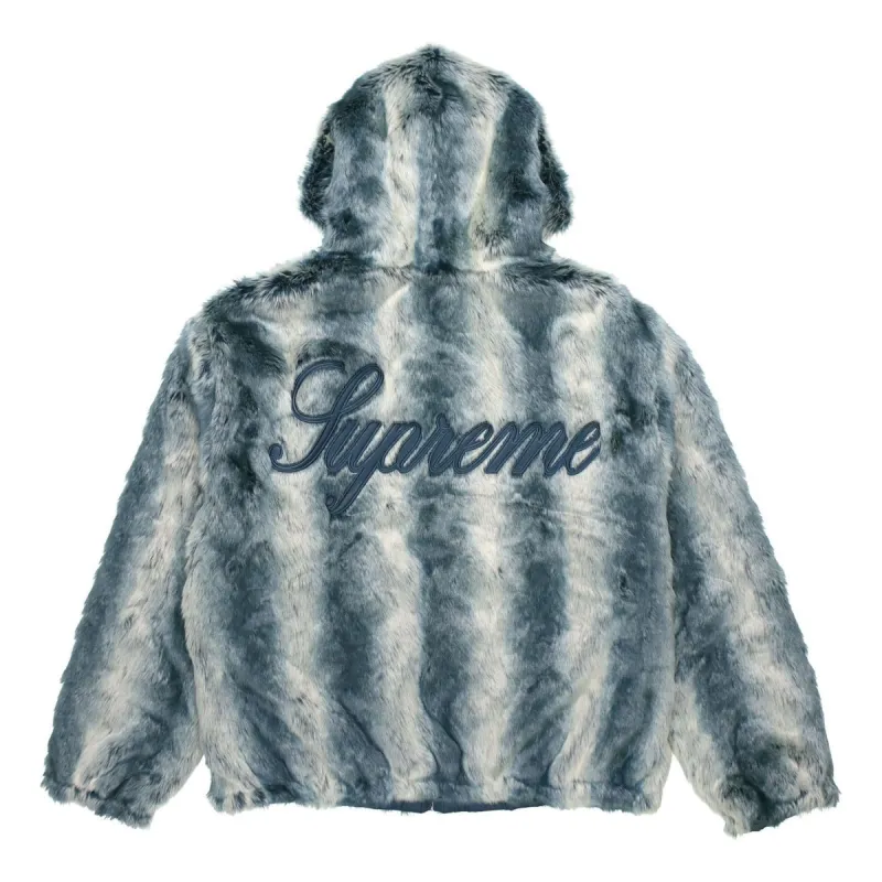 Supreme Faux Fur Reversible Hooded Jacket 'Teal White' SUP-FW20-318 sold by KicksCrew