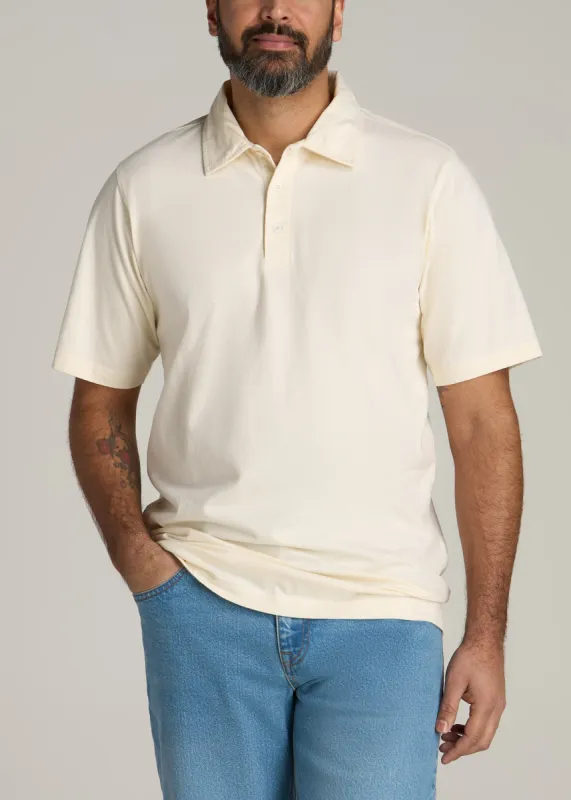 LJ&S Ultra Soft Short Sleeve Cotton Polo for Tall Men in Antique White sold by American Tall