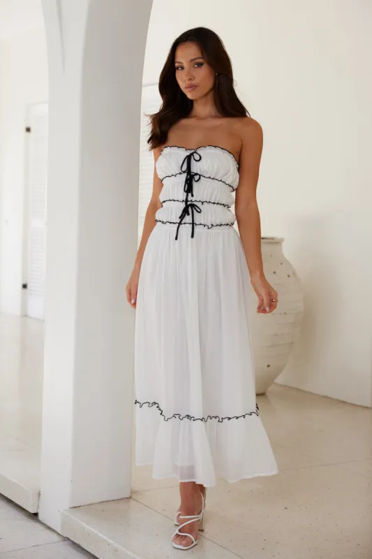 Garden Goddess Strapless Maxi Dress White sold by Hello Molly