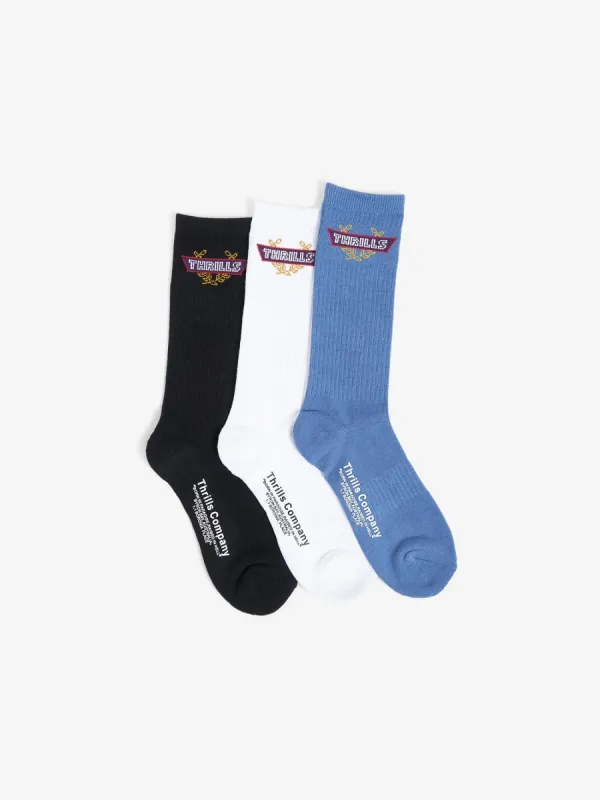 Built For Speed 3 Pack Sock - Merch Black - White - Bijou Blue sold by Thrills
