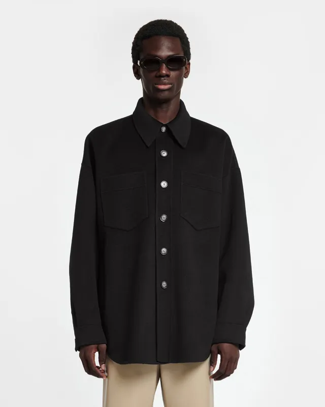 Martin - Double Wool And Silk Blend Overshirt - Black sold by Nanushka