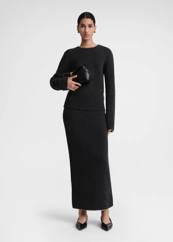 Chain-edge knit skirt charcoal mélange sold by Toteme