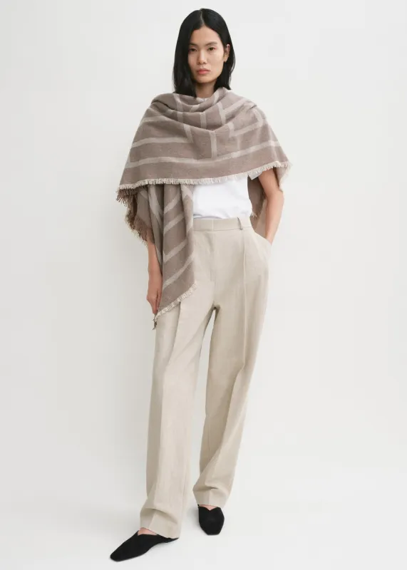 Monogram wool cashmere scarf tobacco sold by Toteme