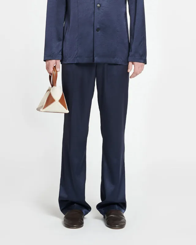 Macen - Satin Pants - Navy sold by Nanushka
