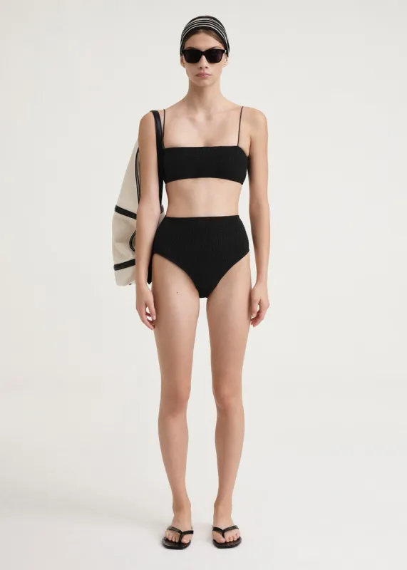 Smocked bikini top black sold by Toteme