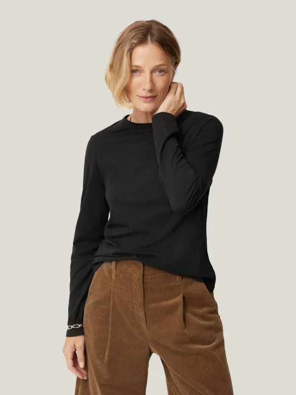 Supima Cotton Long Sleeve Tee | Black sold by Jigsaw