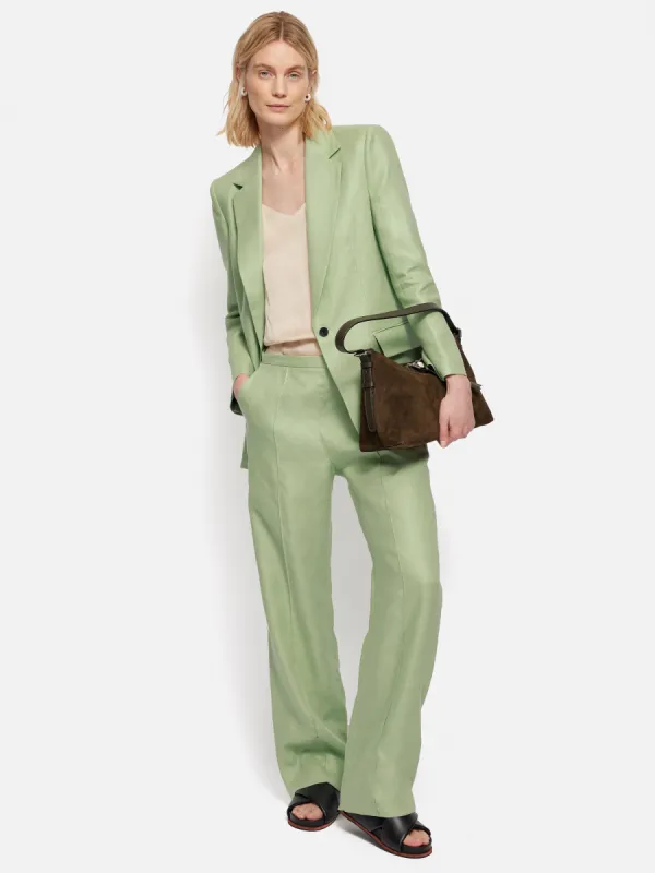 Irish Linen Twill Palazzo Trouser | Green sold by Jigsaw
