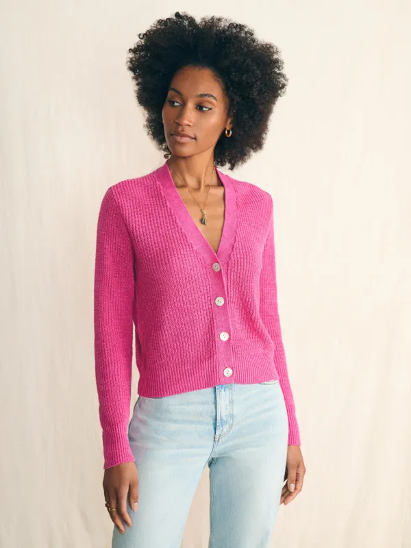 Miramar Linen Cardigan - Cone Flower sold by Faherty