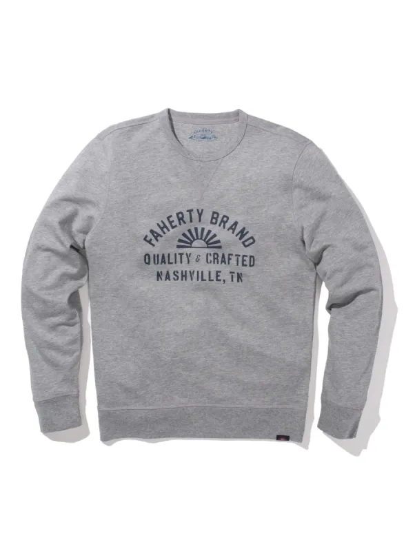 Nashville Long-Sleeve Terry Crewneck - Grey Heather sold by Faherty