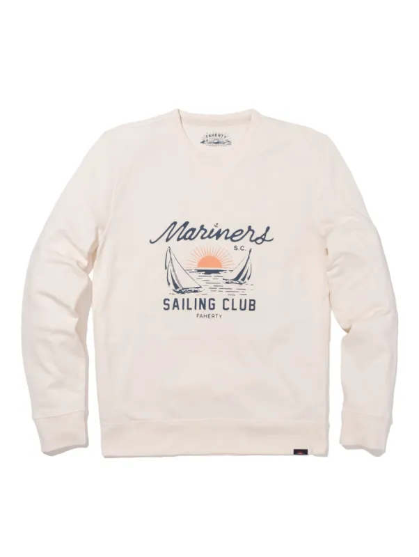 Charleston Long-Sleeve Terry Crewneck - Solar White sold by Faherty