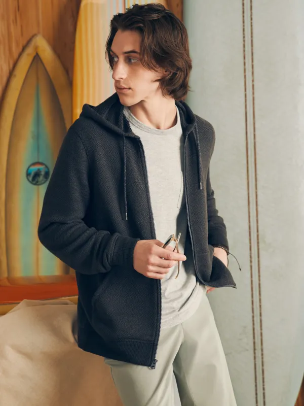 Whitewater Full Zip Hoodie - Washed Black sold by Faherty