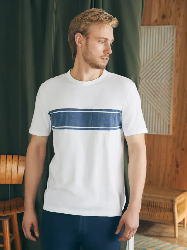 Surf Stripe Sunwashed Tee (Tall) - White sold by Faherty