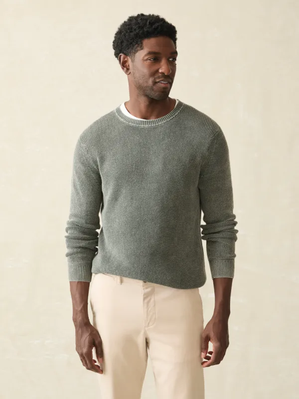 Sunwashed Crewneck Sweater - Mountain Olive sold by Faherty