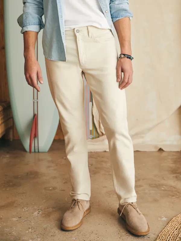 Organic Cotton Slim Straight Denim (34" Inseam) - Stone sold by Faherty