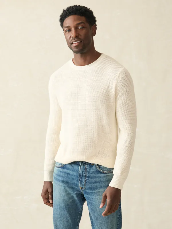 Sunwashed Crewneck Sweater - White Shell sold by Faherty