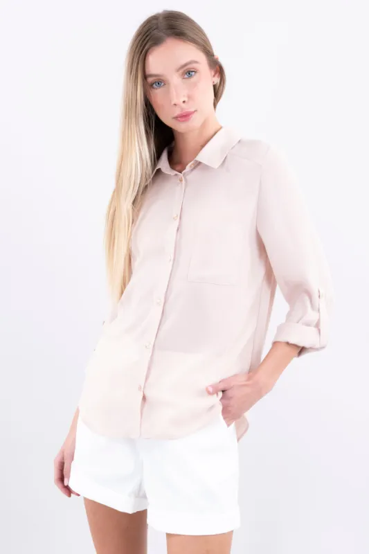 Camisa lisa cuello solapa sold by Shasa