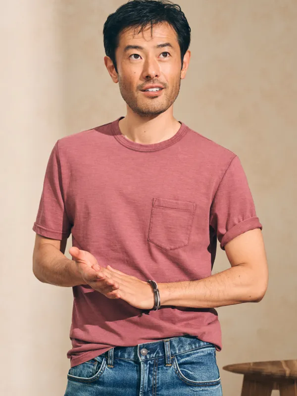 Sunwashed Pocket Tee (Tall) - Plum Wine sold by Faherty