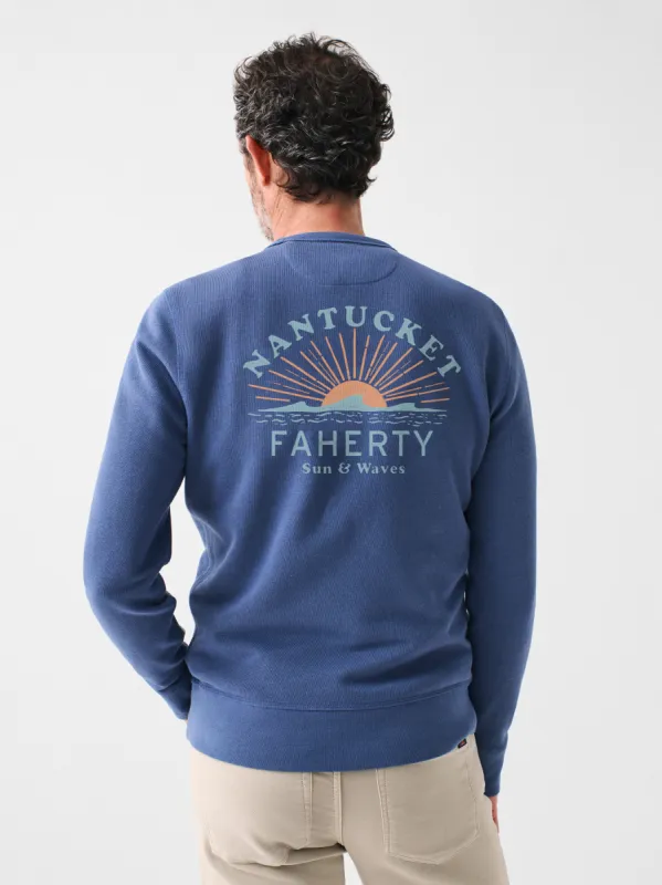 Nantucket Long-Sleeve Terry Crewneck - Faded Navy sold by Faherty