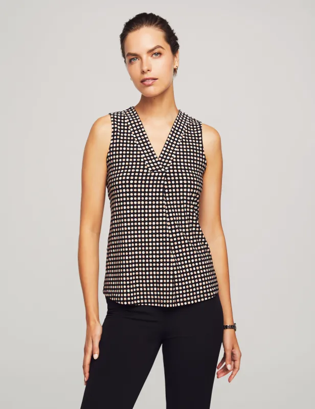 Printed Pleat Front Shell Tank- Sale sold by Anne Klein