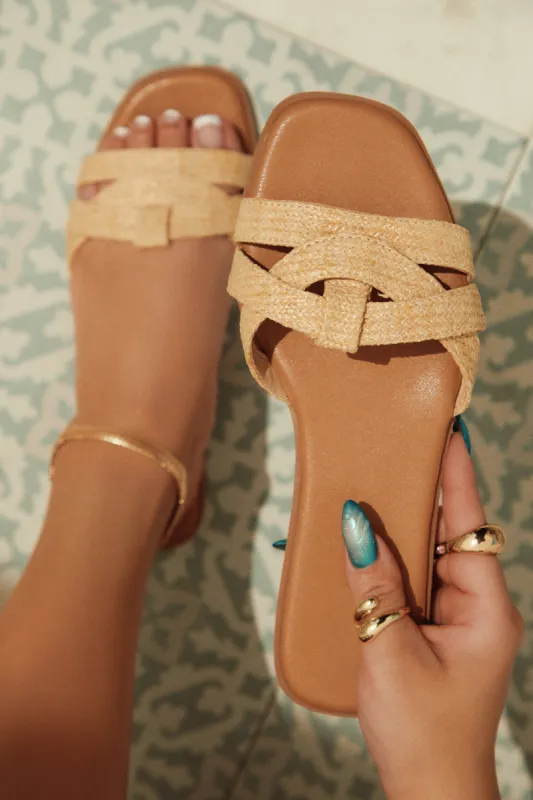 Maile Slip On Sandals - Natural sold by Miss Lola