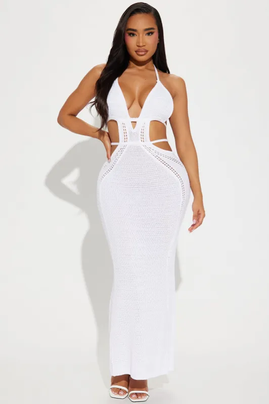 Easy Breezy Crochet Maxi Dress - White sold by Fashion Nova