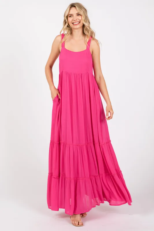 Fuchsia Tiered Maxi Dress sold by Pinkblush