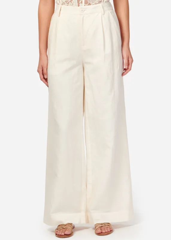 Cadiz Wide Leg Pant Cream sold by Cami NYC