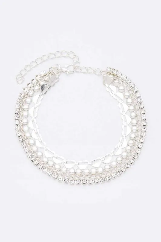 Heather Silver Rhinestone Layer Anklet Set sold by Chic Couture