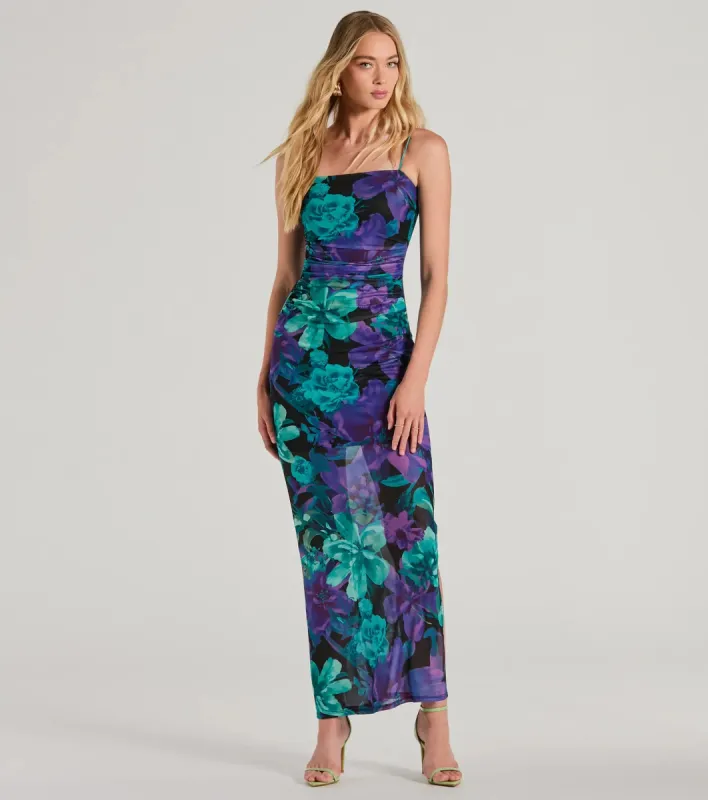 Vacay Mode Tropical Floral Mesh Maxi Dress sold by Windsor