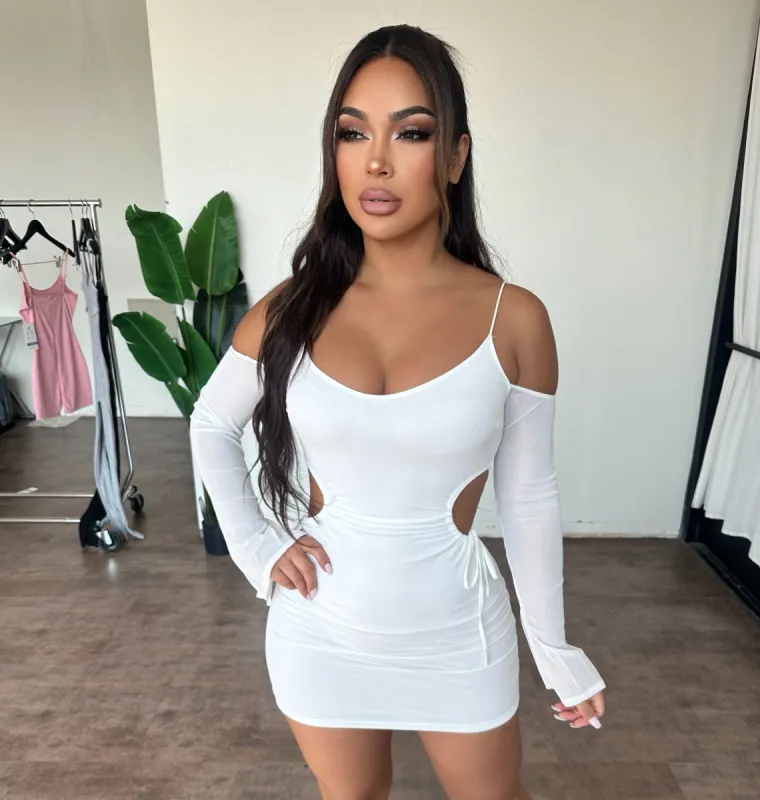 Kimberly Mini Dress (Ivory) sold by OOTDFash