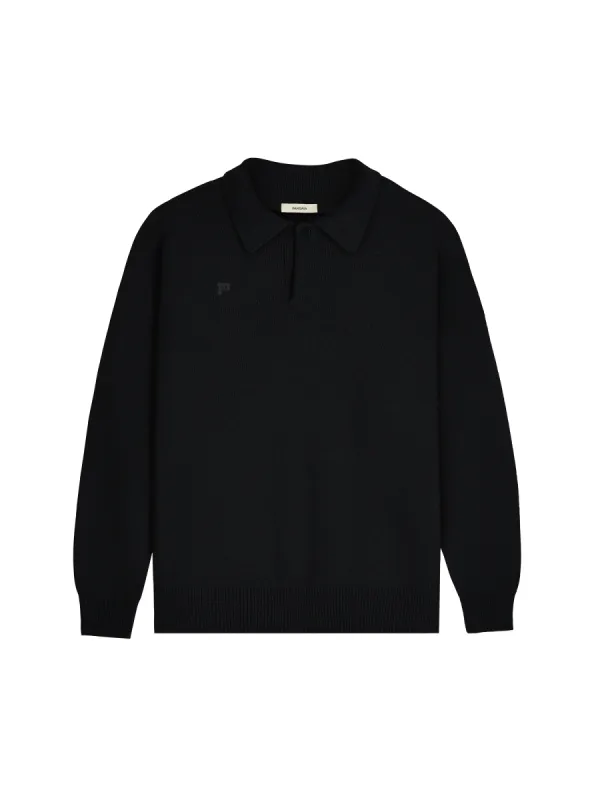 Womens Recycled Cashmere Polo Sweater—black sold by Pangaia