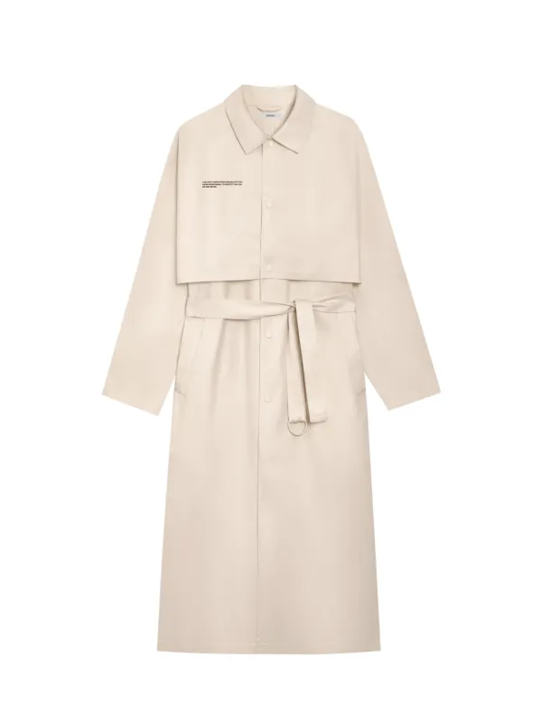 Womens Organic Cotton Trench Coat—sand sold by Pangaia
