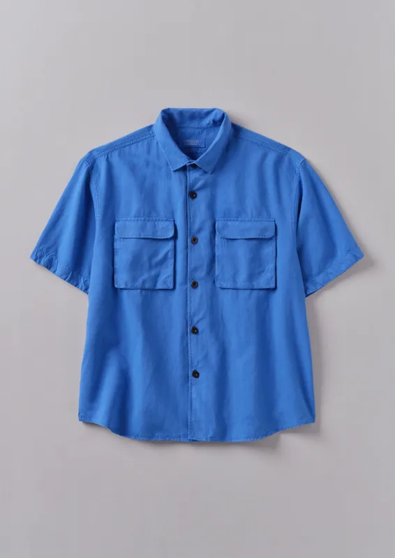 Dropped Shoulder Cotton Linen Shirt | Enamel Blue sold by TOAST