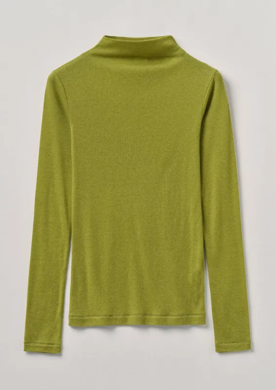 Aster Wool Lyocell High Neck Tee | Pea sold by TOAST