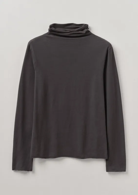 High Neck Soft Cotton Tee | Soft Charcoal sold by TOAST