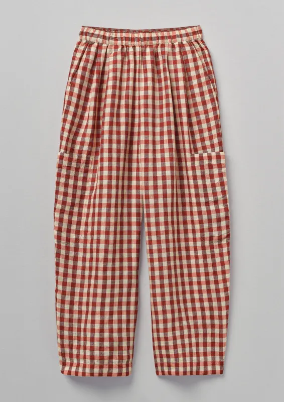 Gingham Linen Patch Pocket Trousers | Blush sold by TOAST