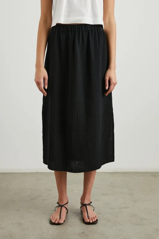 SORAYA SKIRT - BLACK GAUZE sold by Rails