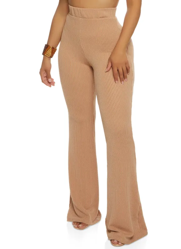 Ribbed High Waisted Flare Pants sold by Rainbow