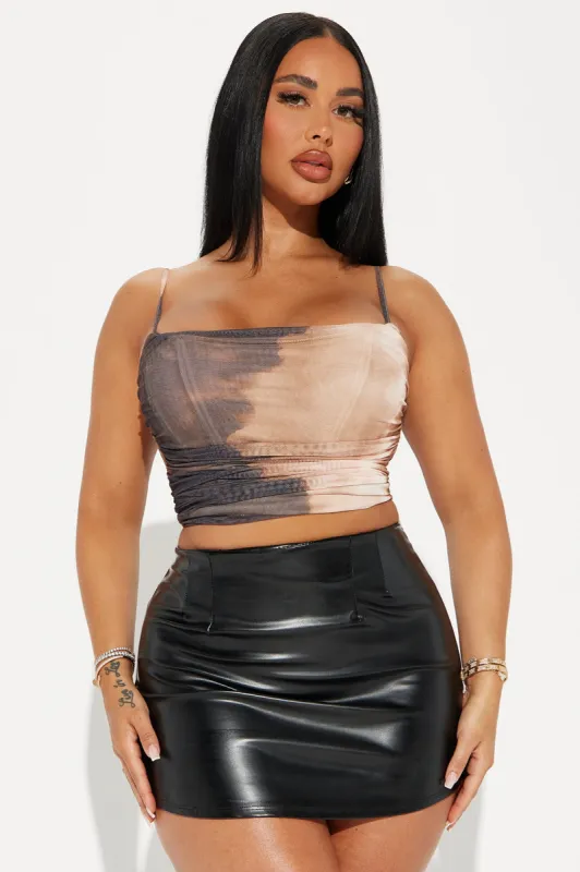 Give Me Love Mesh Top - Brown/combo sold by Fashion Nova
