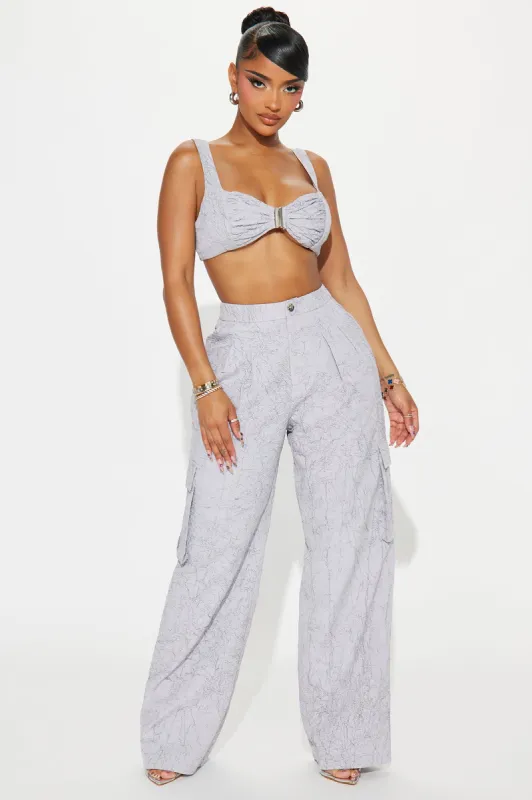 Good For Me Textured Pant Set - Charcoal sold by Fashion Nova