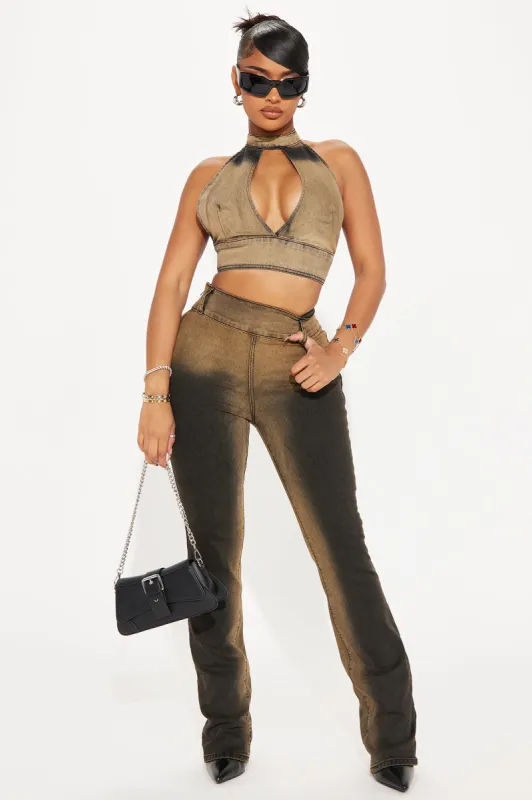 No Harm Done Washed Denim Pant Set - Black/combo sold by Fashion Nova