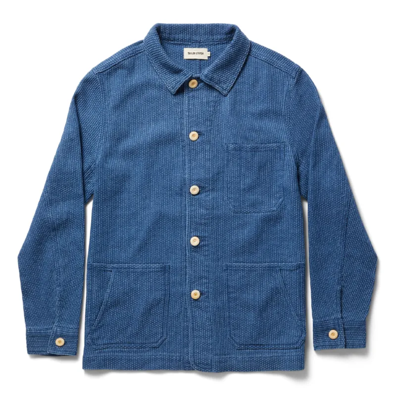 The Ojai Jacket in Washed Indigo Sashiko sold by Taylor Stitch