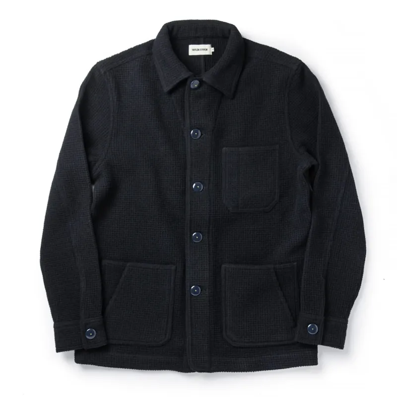 The Ojai Jacket in Navy Waffle Wool sold by Taylor Stitch