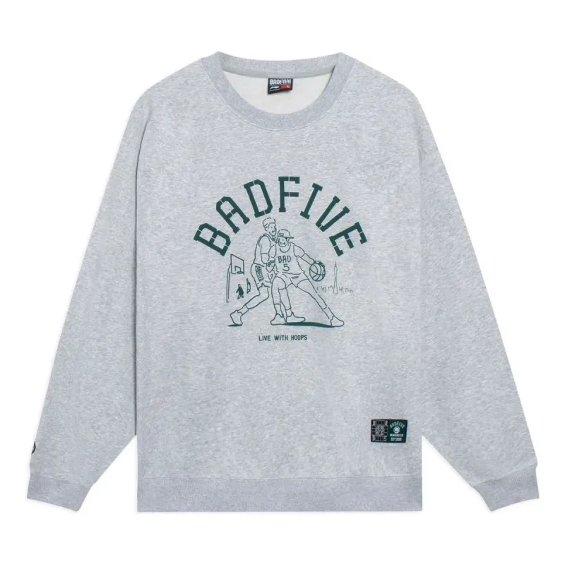 Li-Ning BadFive Live With Hoops Graphic Sweatshirt 'Light Grey' AWDSH15-2 sold by KicksCrew