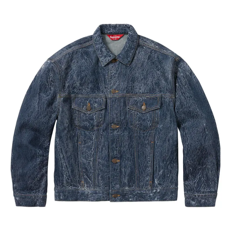 Supreme Crackle Denim Trucker Jacket 'Blue' SUP-FW23-039 sold by KicksCrew