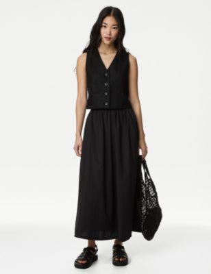 Pure Cotton Midi Skirt sold by Marks & Spencer