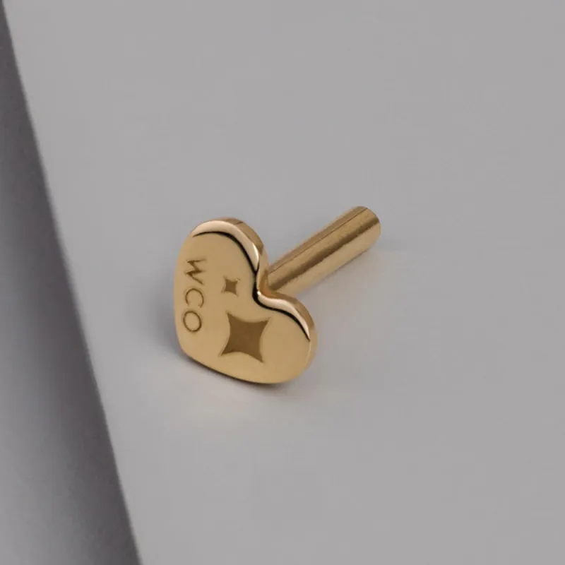 Heart 14K Solid Gold Flat Back Earring Post sold by Wanderlust and Co